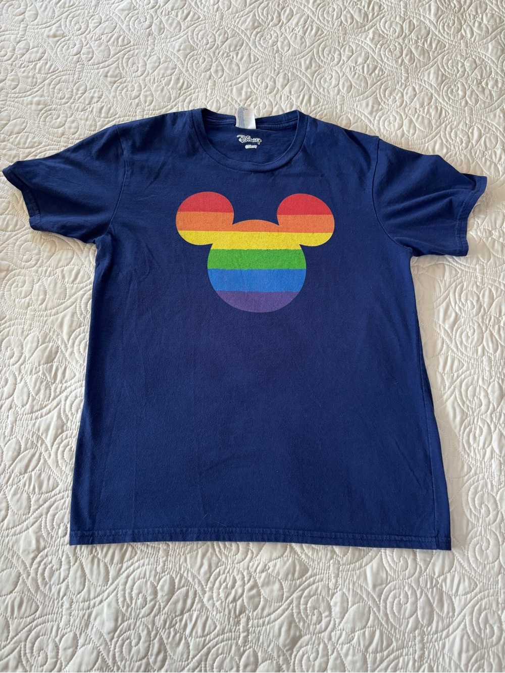 Youth Navy Rainbow Mickey Silhouette T-Shirt